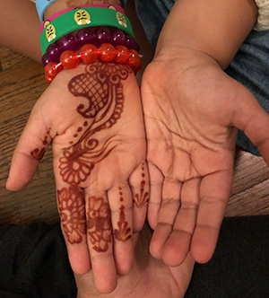 Henna hand decoration for kids/women traditional during Ramadan/Eid