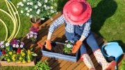 gardening woman and plants