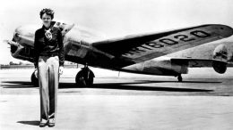 Amelia Earhart with plane