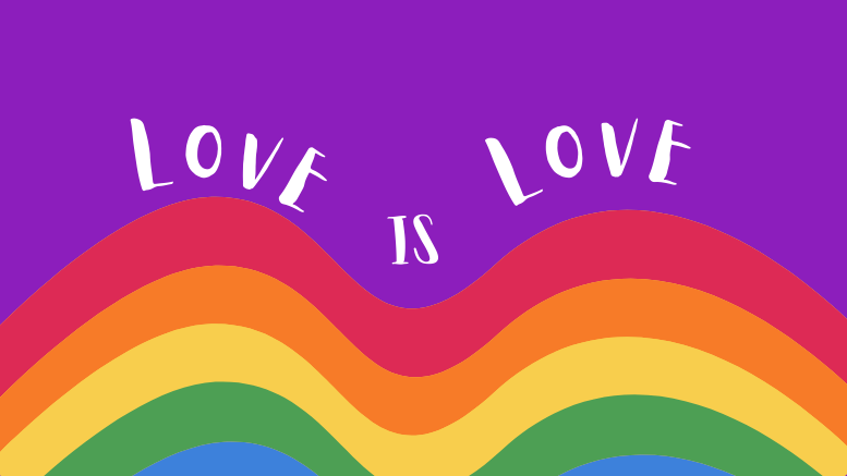 Love is Love with rainbow