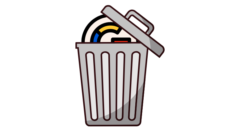 google logo in a trash can. image: canva