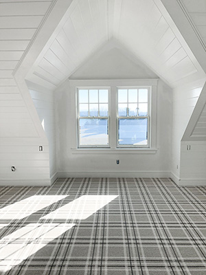 The Carpet Workroom wall to wall plaid carpet