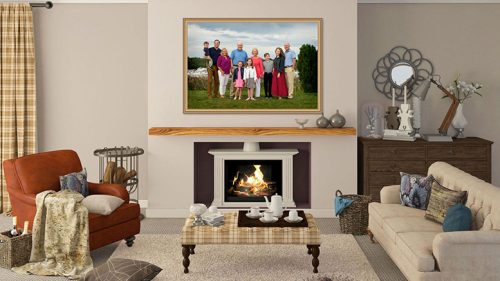 Photo by Lisa Fischer Photography above family mantle