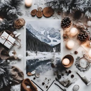 vision board of winter elements. Image: Canva pro