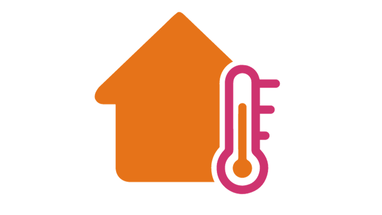 House with thermostat graphic