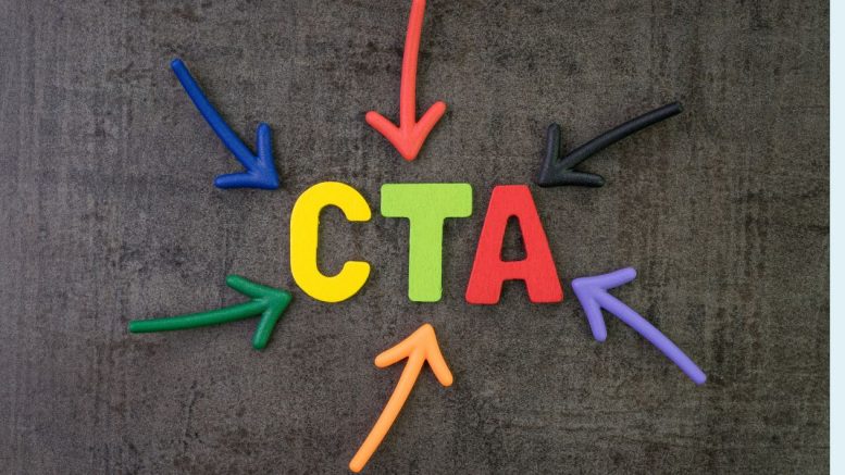 The letters "CTA" in yellow, green, and red are surrounded by colorful arrows pointing towards them on a dark surface, illustrating how lead magnets can be your secret weapon for turning clicks into customers.