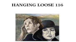 Cover of "Hanging Loose 116" featuring a painted portrait of two women in front of a landscape with hills and a bridge, celebrating local poets and the spirit of live poetry readings.